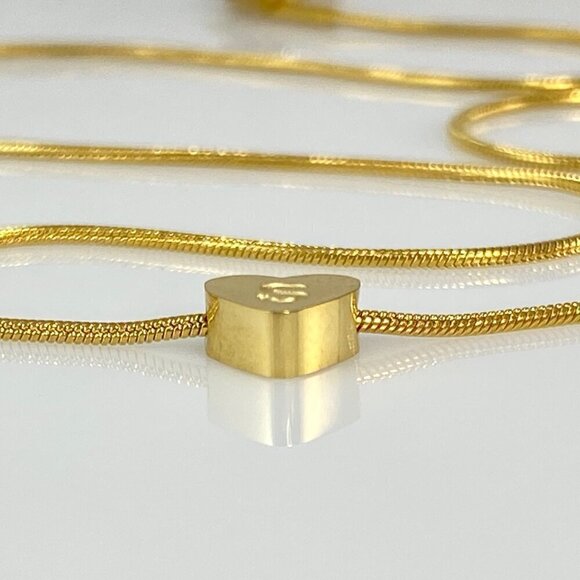 Gold Plated Stainless Steel Heart Initial Letter Necklace - Picture 4 of 16
